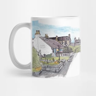 Footdee Aberdeen Town Scotland Watercolor Illustration Mug